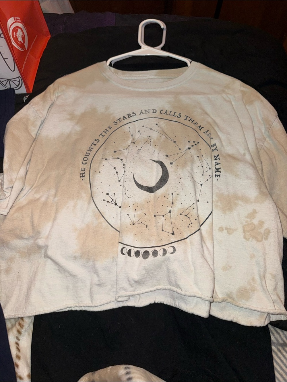 Chemistry Kids Short Sleeve Tee in Cream and Tan with Moon Graphic